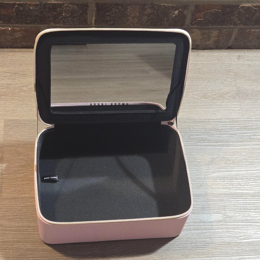 Bobbi Brown Makeup Beauty Case With Mirror & Handle Shimmery Pink Zip Closure - Picture 5 of 7